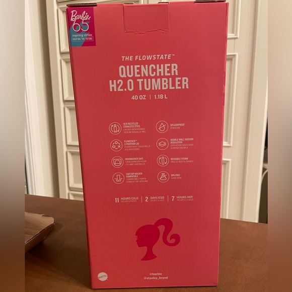 Barbie x Stanley 40 oz Icon Quencher Tumbler Limited Edition Dishwasher Safe NWT - Picture 7 of 10
